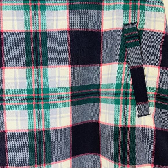 Talbots blue green pink plaid wool preppy midi skirt 8 - Picture 4 of 7
